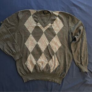 Harry Rosen Merino Wool Argyle Sweater Men’s XL Made in Italy